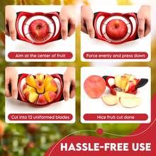 8pcs Stainless Steel Apple Slicer, Red & Black, Dishwasher , Multi-Functional Kitchen Vegetable & Fruit Cutting Tool For Home And Restaurant Use - Red and Black - View 6