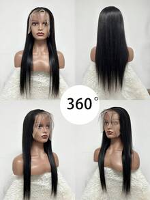 funky girl Elegant 13x4 Lace Frontal Wig Black Straight Lace Front Wig For Women - High-Density Hair, Heat Resistant, Matte Finish,Natural Black - Natural Black - View 4