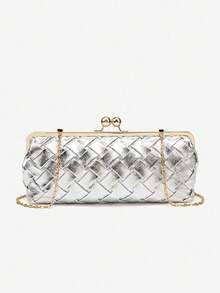 女士手工编织草编沙滩包，波西米亚风时尚手提包，拉菲草编织信封包，女士单肩包 - 彩色 - 查看 13