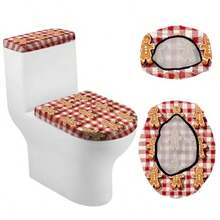 Funda para tapa de inodoro navideña juego de funda para asiento resistente a salpicaduras y funda para tanque accesorio reutilizable decoración para baño-010 - Hombre de jengibre - Ver 3