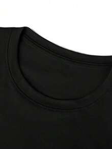 Camiseta hombre cuello redondo y manga corta.  Para hombres y mujeres, para parejas, para parejas, camiseta de manga corta con estampado de moda, camiseta de media manga, cómoda y transpirable - Negro - Ver 6