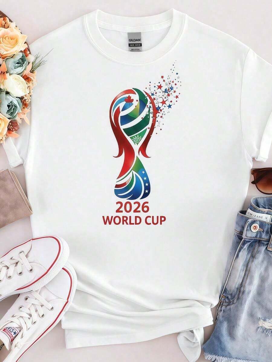 2026 World Cup Family Matching Shirt Canada Mexico USA Tee Football Fan Gift Unisex T-Shirt International Cup 2026 Sport - 白色 - 查看 1