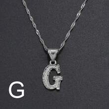 1件银色女士A-Z大写字母吊坠项链，约会、派对、婚礼的奢华珠宝礼物 - 銀色 - 查看 34