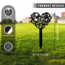 Black Heart-Shaped Metal Garden With Intricate Love Design - Modern Outdoor Yard Art, Suitable For Valentine's Day Decor, Garden Decor - A - View 5