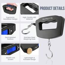 1 pieza Báscula electrónica portátil, báscula digital de alta precisión con asa cómoda, báscula de resorte ligera, báscula colgante compacta para uso doméstico - Negro - Ver 7