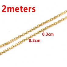 2m 1-3mm Flat O-Shape Stainless Steel Gold Chain, Bulk Cable For DIY Jewelry Making Craft Supplies - Chain - View 13