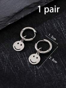 2 Stück Set mit minimalistischen und fröhlichen Lächeln Ohrringe, Geschenk für den Freund - Silber - Übersicht 5
