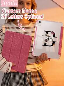 Ayotu Personalized Glitter IPad Case With Name Initials - Shiny Fashion Style, Compatible With IPad Mini6/Mini7/10.2/10th Generation/10.9/12.9 Inch, Best Gift For Girlfriend, Sister, Mom On Valentine's Day, Mother's Day, Birthday - Single-sided Printing - View 2