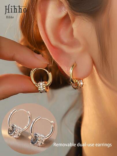 Hihho 一对百搭时尚简约水钻镶嵌可拆卸腰带和耳环，适合搭配正式礼服、节日、派对，也是送给女朋友的好礼物。