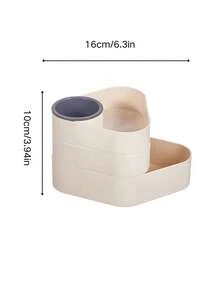 1pc Minimalist 3-Tier Triangular Rotating Makeup Brush Holder, Cosmetic Storage Box, Lipstick & Jewelry Organizer - Multicolor - View 9