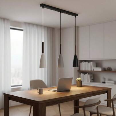 1pc Modern Minimalist Office Style Pendant Light, E27 Socket, 3-Heads Macaron Colors, Suitable For Meeting Room, Office, Indoor Dining Room, Living Room, Bulb Not Included