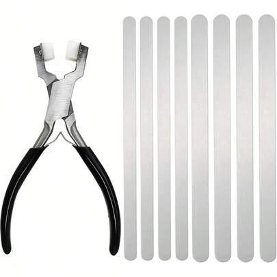 KLONKEE 1 Set Wrist Stamp Kit, Includes 1 Printing Tool And 24 Blank Aluminum Wrist Stamps, Suitable For Jewelry Making And Curved Metal Stamping Tool Set