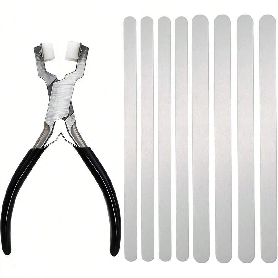 KLONKEE 1 Set Wrist Stamp Kit, Includes 1 Printing Tool And 24 Blank Aluminum Wrist Stamps, Suitable For Jewelry Making And Curved Metal Stamping Tool Set - Multicolor - View 1