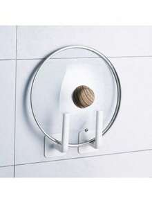 2 Pieces/Set Multifunctional Kitchen Storage Rack, Cutting Board And Lid Rack, Plastic Wrap Toilet Paper Rack - White - View 4