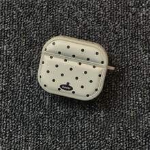 极简磁吸皮革白色波点挂环耳机保护套，兼容 Pro 2、可爱苹果4代极简3代新款半女士耳机保护套 - 白色 - 查看 4