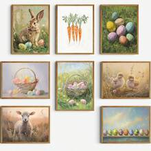 1pc, Canvas Wall Art, Framed Wall Art, Modern Easter Wall Art Set, Colorful Spring Art Print, Easter Danish Pastel Home Decor, Spring Wall Art, Easter Wall Decor, Easter Gifts, Easter Art, Easter Ornaments, Easter Egg Art, Spring Wall Decorations, Easter Prints, Spring Home Decor, Easter Posters, Room Decor, Dorm Decor, Bedroom Decor, Living Room Decor, Bathroom Decor, Kitchen Decor, Dining Room Decor, Vintage Easter Posters - Easter - View 1