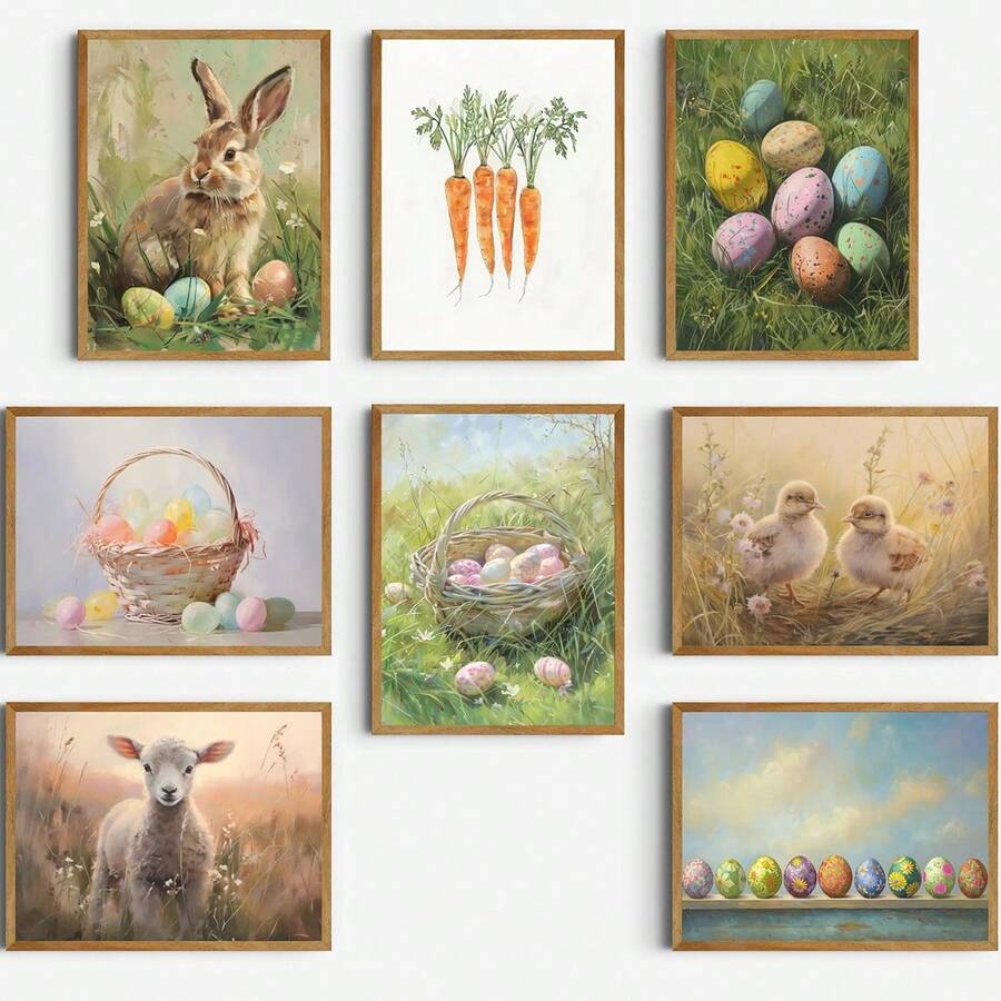 1pc, Canvas Wall Art, Framed Wall Art, Modern Easter Wall Art Set, Colorful Spring Art Print, Easter Danish Pastel Home Decor, Spring Wall Art, Easter Wall Decor, Easter Gifts, Easter Art, Easter Ornaments, Easter Egg Art, Spring Wall Decorations, Easter Prints, Spring Home Decor, Easter Posters, Room Decor, Dorm Decor, Bedroom Decor, Living Room Decor, Bathroom Decor, Kitchen Decor, Dining Room Decor, Vintage Easter Posters - Easter - View 1