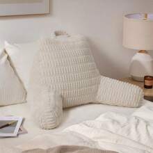 1pc New Reading Pillow With Armrests, Lumbar Cushion Filled With Shredded Foam And Faux Fur, Wedge Backrest With Pocket, Suitable For Adults Sitting On Bed, Sofa, TV - 1PC - View 8