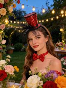 Chiếc mũ nhỏ màu đỏ thời trang và tinh tế với nơ đỏ, một phụ kiện đội đầu duyên dáng theo phong cách tiệc trà, phù hợp với trang phục của phụ nữ trong năm học mới, các bữa tiệc, lễ hội âm nhạc Greer, Halloween, Giáng sinh và đêm giao thừa. - Nhiều màu - Xem 10