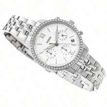 Fossil Neutra系列计时腕表：三历显示，不锈钢表带 ES5219、ES5216、ES5218、ES5316、ES5357、ES5358、ES5239 - 白色+銀色 - 查看 6