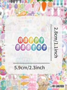 52/55pcs Easter Themed Stickers With Rabbit And Egg Patterns, Holiday Decorative Stickers For Diaries, Laptops, Mugs, Etc. To Create A Joyful Celebration Atmosphere - Easter - View 2