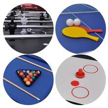 4 In 1 Multi Sports Game Table Combo Table- Pool Table/Air Hockey/Mini Table Tennis Table/Football Table With Folding Legs, 4 Ft - Blue - View 5