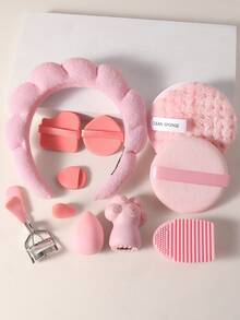 25PCS Makeup Tools Set Including:15PCS Makeup Brush Set+1pc Makeup Sponges+1pc Mini Makeup Sponges+2PCS Air Cushion Powder Puff+1pc Mini Air Cushion Powder Puffs+1pc Hairband+1pc Makeup Brush Cleaning Tools+1pc Facial Cleansing Sponges+1pc Circular Powder Puffs+1 Pc Silicone Cat Paw Face Brush - Pink - View 5