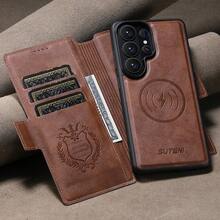 SUTENI Faux Leather Wireless Charging Card Holder Stand Wallet Magnetic Flip Cover Phone Case For Galaxy S26 Ultra S25 S24 S23 S22 For Unisex Relatives Friends And Elders Holiday Gift - Multicolor - View 6