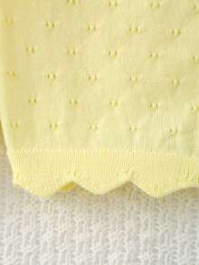 Infant Girls' Lightweight Hollow Floral Button-Up Long Sleeve Knit Cardigan Sweater - Yellow - View 5