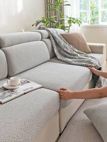1 tấm bọc ghế sofa nhung mềm mại, co giãn, chất liệu chống thấm nước, thân thiện với thú cưng, chống trượt, chống bẩn, có thể giặt máy, không biến dạng, phù hợp cho mọi mùa, bảo vệ ghế sofa trang trí ngày lễ, phù hợp với tựa lưng ghế sofa hình chữ L 1/2/3/4 chỗ ngồi. - Màu Xám nhạt - Xem 4