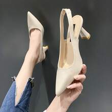 Giày sandal cao gót mũi nhọn thanh lịch dành cho nữ, kiểu dáng mảnh mai, phù hợp với váy cưới và đi làm. - Màu be - Xem 2