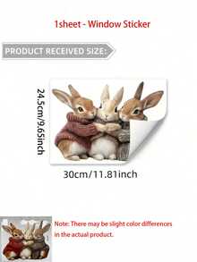 Easter Bunny Window Clings Decor, Easter Sweater Bunny Window Clings, PVC One-Time Stickers, Modern Style Home Decor, Suitable For Glass, Tiles, Easter, Spring Party, Home Classroom Decor, Holiday Party Decor, Party, Festive Home Decor, Bunny Accessories - Multicolor - View 7