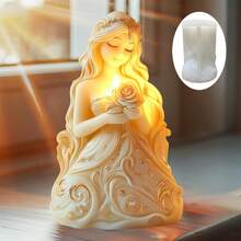 1件装精美王国公主手捧鲜花香薰蜡烛硅胶模具，优雅皇家公主手捧玫瑰蜡烛模具，王国公主造型树脂石石膏水泥混凝土模具，装饰礼品 - A-白色 - 查看 4