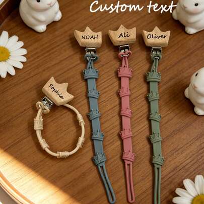Personalized Silicone Pacifier Clip, Crown Design, Toy Tether Ideal Baby Shower Gift,Baby Accessories