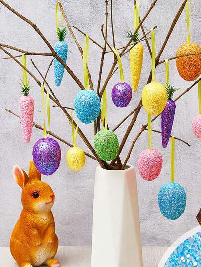 Easter Hanging Eggs - Colorful Paper Egg Tree Decorations, Suitable For Party, Birthday, Home Decor, Indoor Items, Easter Basket Filler, DIY Ribbons, Holiday Hanging Decor, Easter Tree Ornaments