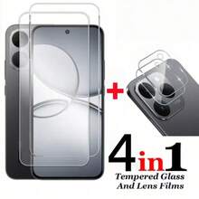 Set de 4 piezas aplicable para Realme GT 7/GT 7 Pro, protector de pantalla de vidrio templado curvo ultra claro, protector de lente de cámara ultra claro 3D, almohadilla protectora, funda protectora, protector de lente de cámara de cobertura completa, fácil instalación, protector de pantalla con borde negro de seda para Realme GT 7T - transparente - Ver 15