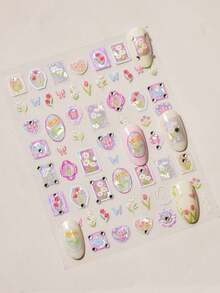 1片5D水晶钻石美甲贴纸甜美雏菊花框饰品贴纸自粘美甲贴纸DIY美甲贴纸 - 彩色 - 查看 2