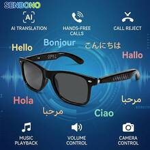 SENBONO 2026 Neue KI-Übersetzungs-Smartbrille, Multifunktionale Audio-Brille, Konversationsübersetzer, Freisprechfunktion, Geräuschunterdrückende Kopfhörer und Brille 2-in-1, mit eingebautem Mikrofon und Lautsprechern ausgestattet, unterstützt Lautstärkeregelung, Musikwiedergabe und Freisprechfunktion, geeignet für Radfahren, Reisen - Verschiedenfarbig - Übersicht 11