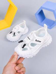 1 Pair Boys' New Summer Beach Shoes, PU Material Soft Sole Fashionable Sandals For Kindergarten - Beige - View 10