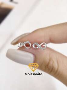 1 Pair Of Irregular Infinity Heart Stud Earrings Mossan Diamond Women's Engagement & Wedding Earrings S925 Sterling Silver Earrings Elegant And Glamorous Earrings Bridal Wedding Jewelry - Infinite Moissanite Earrings - View 1
