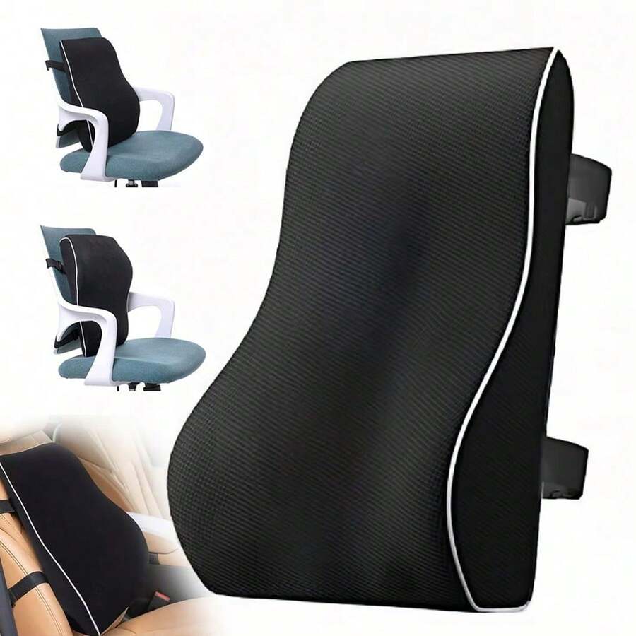 Memory Foam Seat Back Pain Support Booster Cushion Chair Car Pillow Lumbar Lower - Black - View 1
