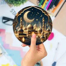 Ramadan Moon Theme Acrylic Coaster Set - Heat-Insulating, Non-Slip, Heat-Resistant Table Mats, Suitable For Family, Office And Ramadan-Themed Party Gifts, 3.9 Inches - Multicolor - View 10