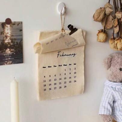 تقويم معلق على الحائط من القماش لعام 2026، ديكور جمالي عتيق، تقويم حائط