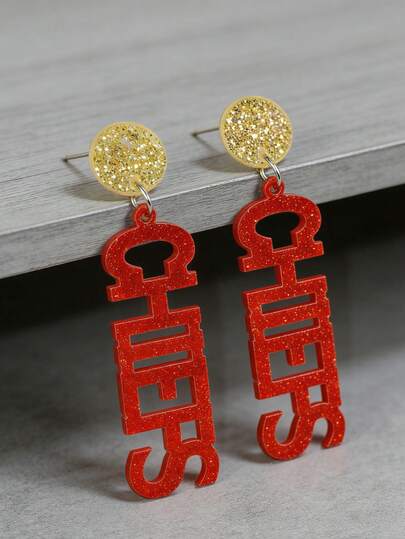 1 par de pendientes acrílicos con letra de chef de moda