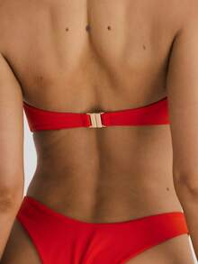 Womens Bandeau Bikini Sets Strapless Two Piece Swimsuit Y2K High Cut Cheeky Swimsuit Teen Girls Twisted Ruched Bathing Suit - Đỏ - Xem 5