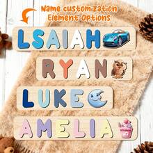 Personalized Name Puzzle, Baby Name Puzzle, Infant Boy Girl Early Education Toy, 3D Letter Puzzle Toy, Wooden Letter Puzzle, 1st Birthday Gift, Wooden Puzzle, Personalized Gift, Birthday Gift, Customized Wooden Puzzle Toy, Anniversary Gift, Building Block Gift Set - Green and White On the Right - View 5