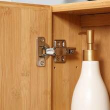 Bathroom Cabinet With Mirror And Double Doors, 3 Interior Shelves, Wall-Mounted Cabinet Made Of Natural Bamboo For Bathrooms. - Original Bamboo Color - View 5
