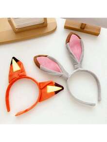 可爱狐狸耳朵发箍，兔耳朵发圈，甜美动物发夹，趣味头饰，女士发带头饰，发箍发饰，家居美发饰品，夏季，假日，旅行 - 彩色 - 查看 9