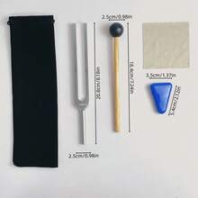 一套432Hz脉轮音叉，含槌子和便携盒 - 声疗、瑜伽、冥想和放松工具 - 银色 - 銀色 - 查看 8