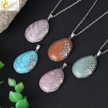 1件装水滴水晶吊坠项链，女士蝴蝶翅膀造型，天然紫水晶石英疗愈项链饰品 H152 - Necklace - 查看 1